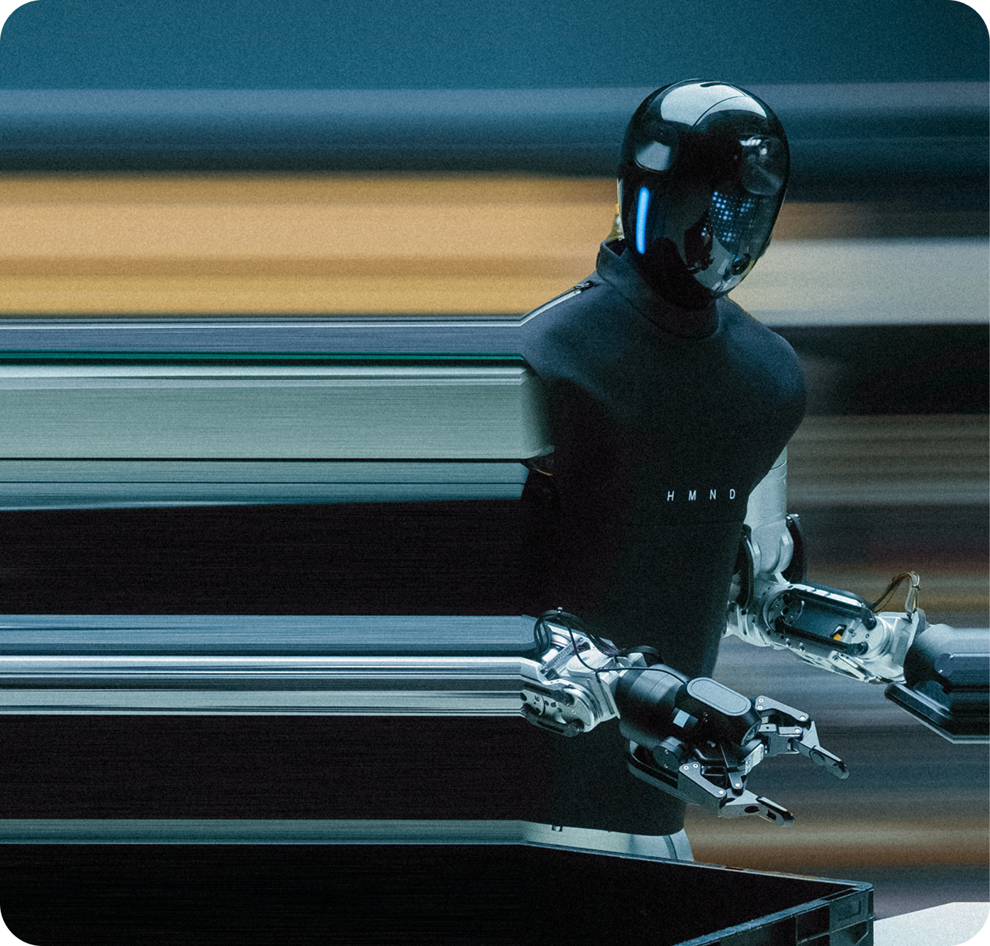 Humanoid robot working in an industrial environment