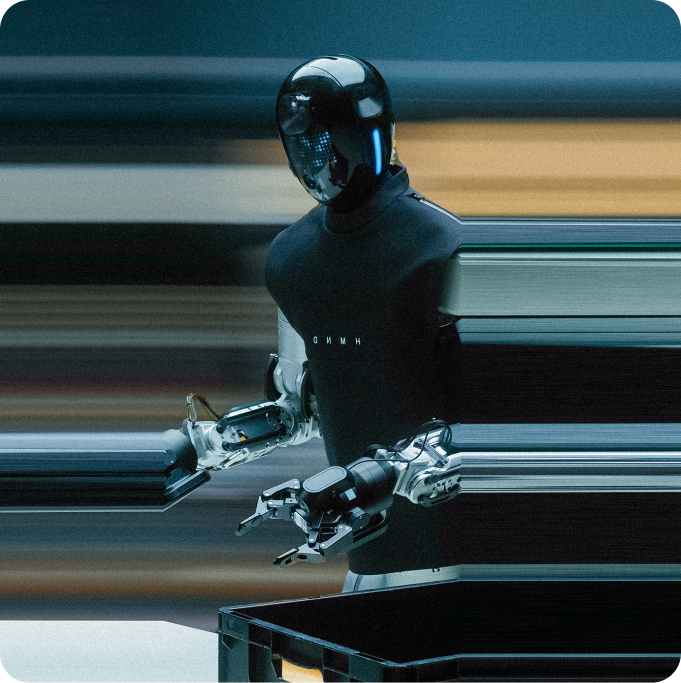 Humanoid robot working in an industrial environment