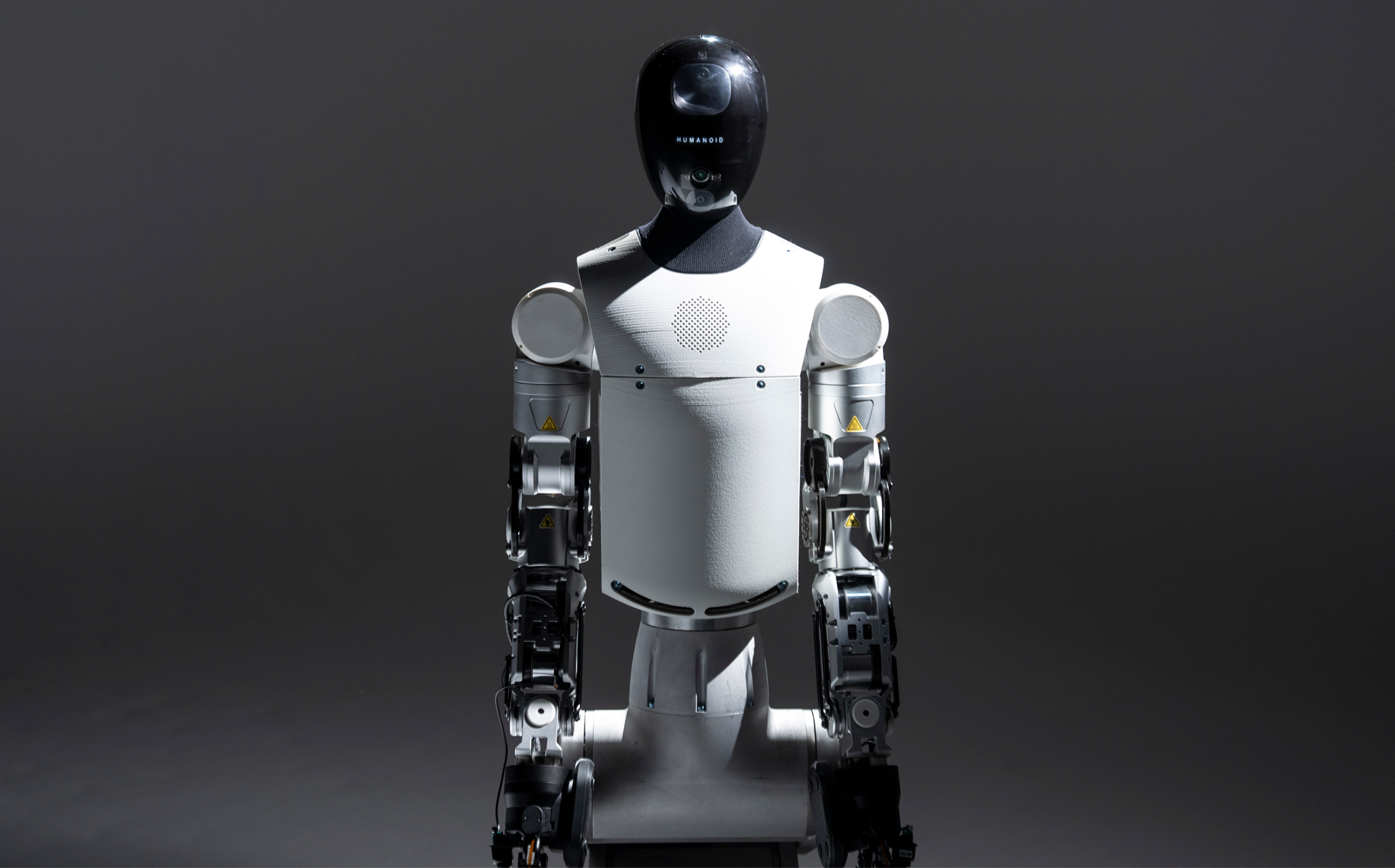 Humanoid robot working inside an industrial test area